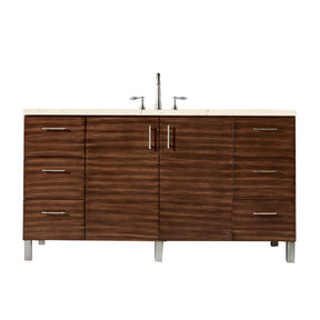 60" Metropolitan Single Sink Bathroom Vanity, American Walnut