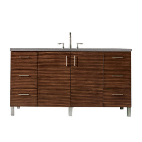 60" Metropolitan Single Sink Bathroom Vanity, American Walnut