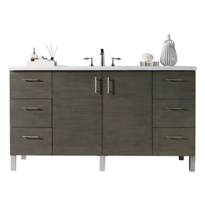 60" Metropolitan Single Sink Bathroom Vanity, Silver Oak