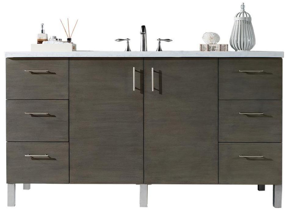 60" Metropolitan Silver Oak Single Sink Bathroom Vanity, James Martin Vanities - vanitiesdepot.com