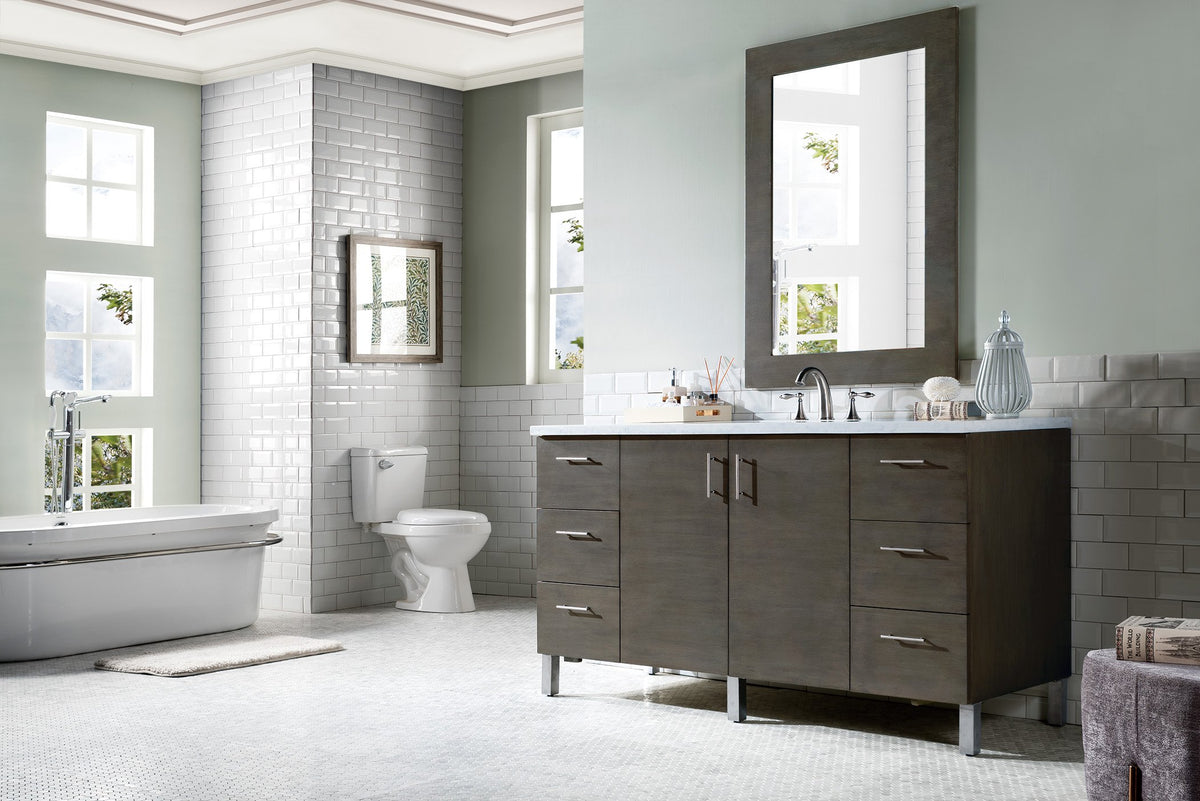 60" Metropolitan Silver Oak Single Sink Bathroom Vanity, James Martin Vanities - vanitiesdepot.com