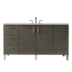 60" Metropolitan Single Sink Bathroom Vanity, Silver Oak