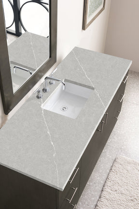 60" Metropolitan Single Sink Bathroom Vanity, Silver Oak