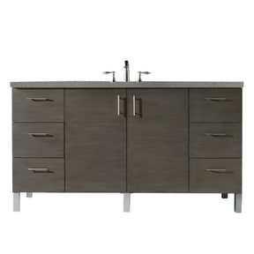 60" Metropolitan Single Sink Bathroom Vanity, Silver Oak