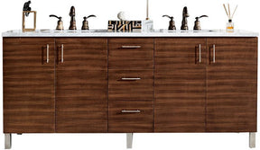 72" Metropolitan American Walnut Double Sink Bathroom Vanity, James Martin Vanities - vanitiesdepot.com