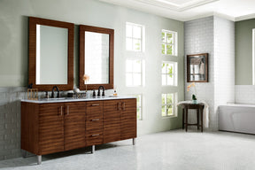 72" Metropolitan American Walnut Double Sink Bathroom Vanity, James Martin Vanities - vanitiesdepot.com