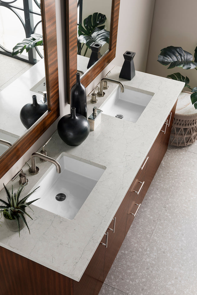 72" Metropolitan Double Sink Bathroom Vanity, American Walnut