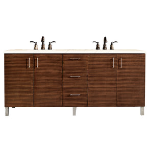 72" Metropolitan Double Sink Bathroom Vanity, American Walnut