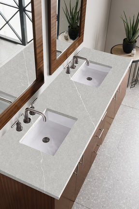 72" Metropolitan Double Sink Bathroom Vanity, American Walnut