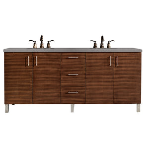 72" Metropolitan Double Sink Bathroom Vanity, American Walnut