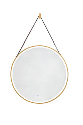 27.6" Annapolis Round Mirror, Anti-Fog, LED, Brushed Gold