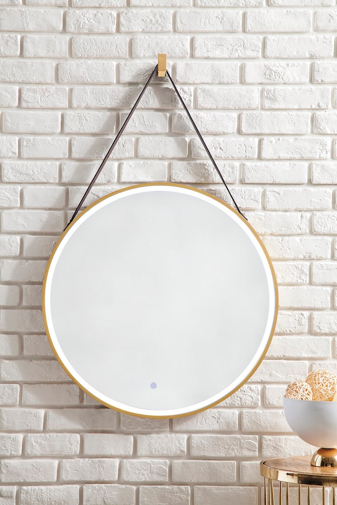 27.6" Annapolis Round Mirror, Anti-Fog, LED, Brushed Gold