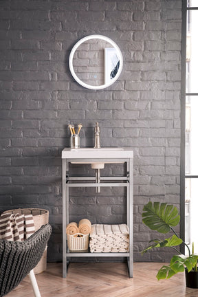 20" Boston Stainless Steel Sink Console, Brushed Nickel w/ Countertop
