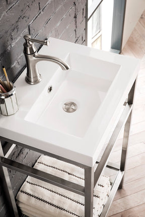 20" Boston Stainless Steel Sink Console, Brushed Nickel w/ Countertop