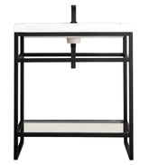 31.5" Boston Stainless Steel Sink Console, Matte Black w/ Countertop