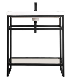 31.5" Boston Stainless Steel Sink Console, Matte Black w/ Countertop