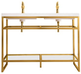 47" Boston Stainless Steel Double Sink Console, Radiant Gold w/ Countertop