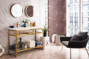 47" Boston Stainless Steel Double Sink Console, Radiant Gold w/ Countertop