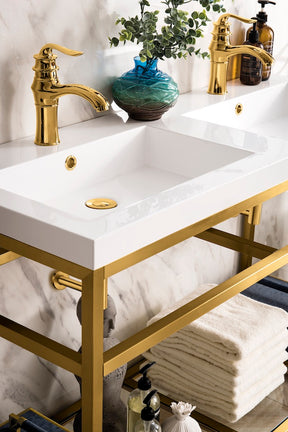 47" Boston Stainless Steel Double Sink Console, Radiant Gold w/ Countertop