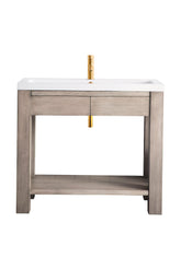 39.5" Brooklyn Single Wooden Sink Console, Platinum Ash w/ Countertop