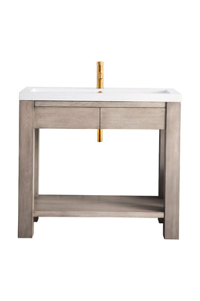 39.5" Brooklyn Single Wooden Sink Console, Platinum Ash w/ Countertop