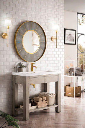 39.5" Brooklyn Single Wooden Sink Console, Platinum Ash w/ Countertop