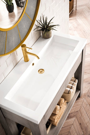 39.5" Brooklyn Single Wooden Sink Console, Platinum Ash w/ Countertop