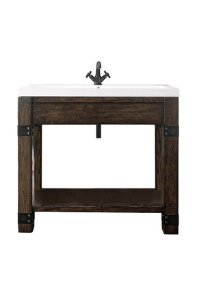 39.5" Brooklyn Single Wooden Sink Console, Rustic Ash w/ Countertop