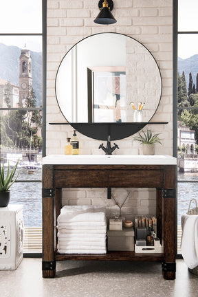 39.5" Brooklyn Single Wooden Sink Console, Rustic Ash w/ Countertop