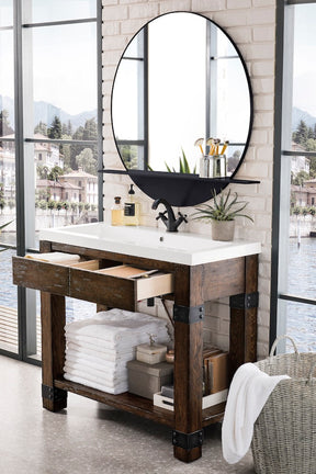 39.5" Brooklyn Single Wooden Sink Console, Rustic Ash w/ Countertop