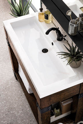 39.5" Brooklyn Single Wooden Sink Console, Rustic Ash w/ Countertop