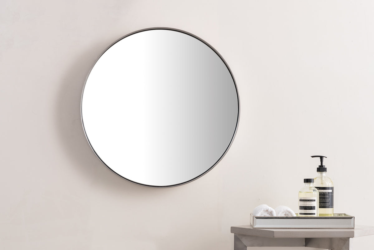 20" Simplicity Round Mirror, Polished Nickel