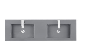 59" Columbia Double Sink Bathroom Vanity, Glossy White w/ Matte Black