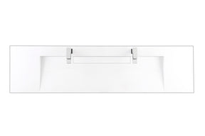 72" Mercer Island Double Sink Bathroom Vanity, Glossy White w/ Matte Black