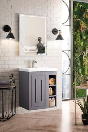 24" Alicante Single Sink Bathroom Vanity, Grey Smoke w/ Countertop