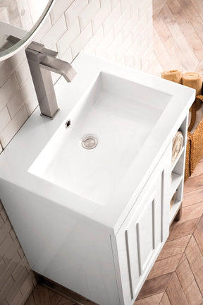 24" Alicante Single Sink Bathroom Vanity, Glossy White, Brushed Nickel w/ Countertop