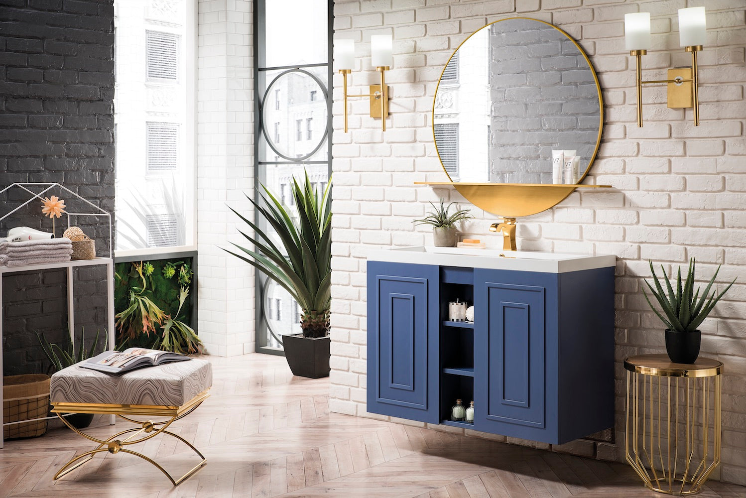 39.5" Alicante Single Sink Bathroom Vanity, Azure Blue w/ Countertop