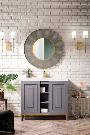 39.5" Alicante Single Sink Bathroom Vanity, Smoke Grey, Radiant Gold w/ Countertop