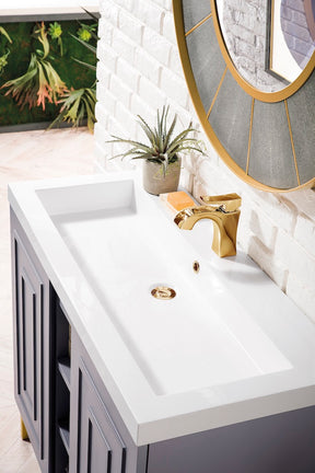 39.5" Alicante Single Sink Bathroom Vanity, Smoke Grey, Radiant Gold w/ Countertop