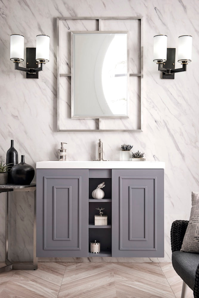 39.5" Alicante Single Sink Bathroom Vanity, Grey Smoke w/ Countertop