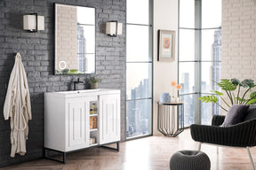 39.5" Alicante Single Sink Bathroom Vanity, Glossy White, Matte Black w/ Countertop