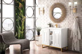 39.5" Alicante Single Sink Bathroom Vanity, Glossy White, Radiant Gold w/ Countertop