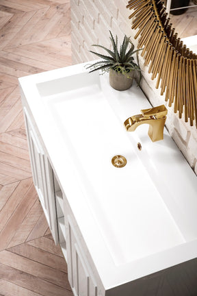 39.5" Alicante Single Sink Bathroom Vanity, Glossy White, Radiant Gold w/ Countertop