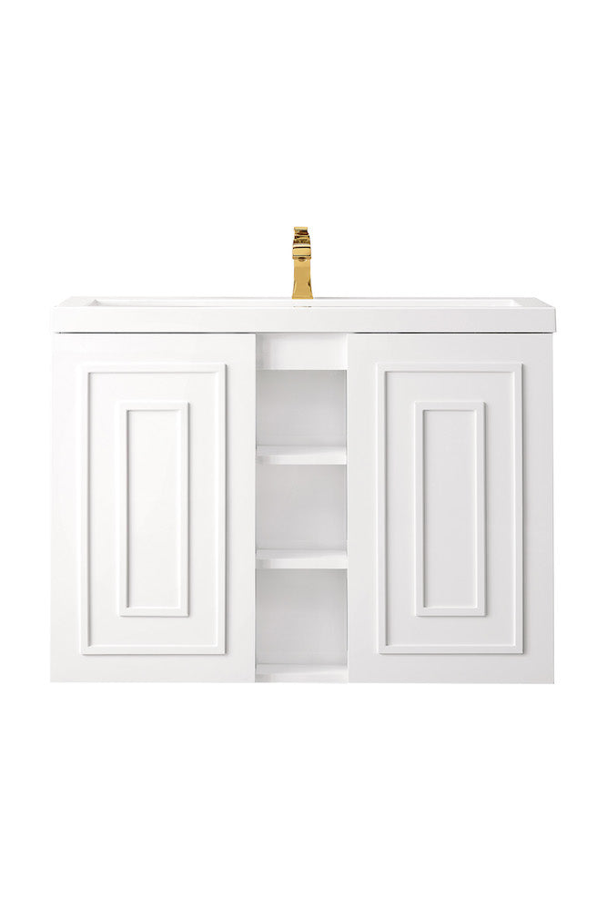 39.5" Alicante Single Sink Bathroom Vanity, Glossy White w/ Countertop