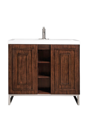 39.5" Alicante Single Sink Bathroom Vanity, Mid Century Acacia, Brushed Nickel w/ Countertop