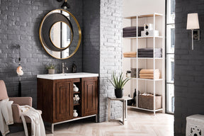 39.5" Alicante Single Sink Bathroom Vanity, Mid Century Acacia, Brushed Nickel w/ Countertop