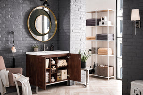 39.5" Alicante Single Sink Bathroom Vanity, Mid Century Acacia, Brushed Nickel w/ Countertop