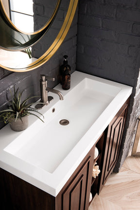 39.5" Alicante Single Sink Bathroom Vanity, Mid Century Acacia, Brushed Nickel w/ Countertop