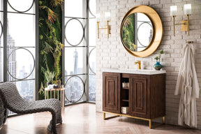 39.5" Alicante Single Sink Bathroom Vanity, Mid Century Acacia, Radiant Gold w/ Countertop