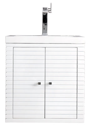 24" Linden Single Sink Bathroom Vanity, Glossy White w/ Top